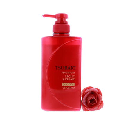 Tsubaki Premium Moist Shampoo 490ml - Daily repair damaged hair from the core. Restore moisture & shine down to the tips.