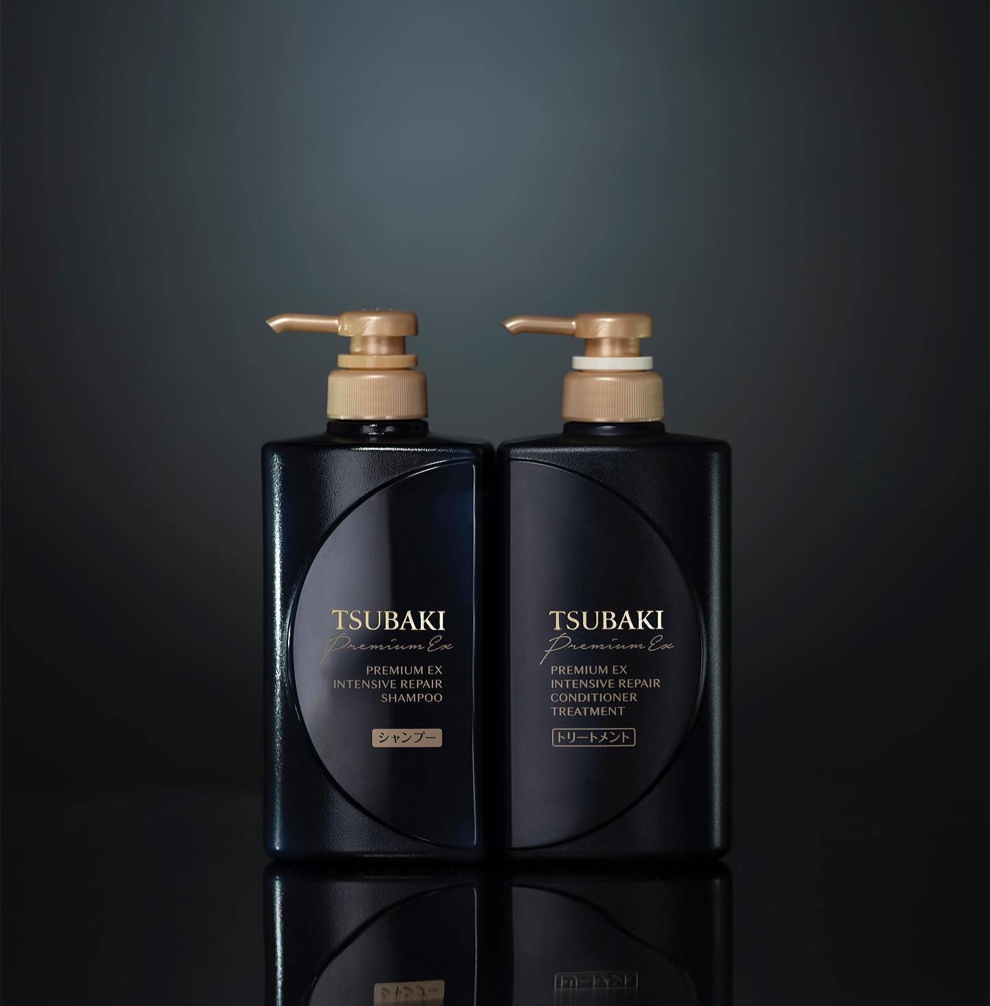 TSUBAKI Premium Black Set- EX Ion Repair Shampoo 490ml+Conditioner 490ml+40g Hair Mask+1 hair tie